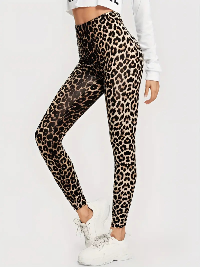 Wild Style Leopardenmuster Leggings mit hoher Taille