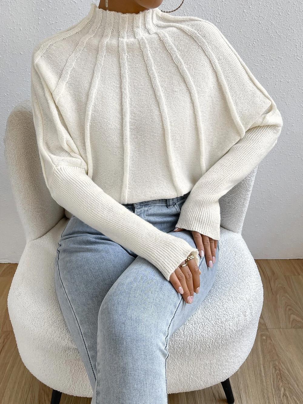 Cacilie - Kaschmir-Strickpullover mit Fledermausärmeln