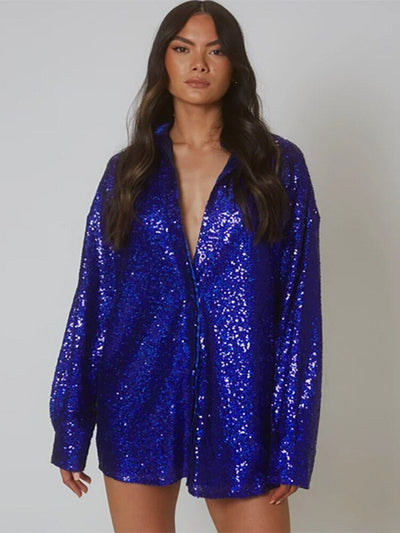 Übergroße Glitzerbluse für Damen