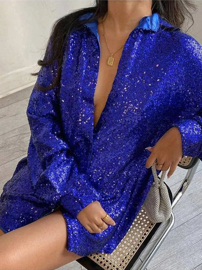 Übergroße Glitzerbluse für Damen